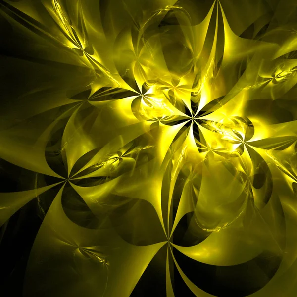 yellow surreal petals and flowers, futuristic background