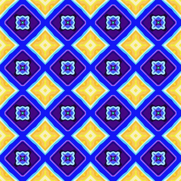 abstract painted seamless blue yellow ornamental pattern background