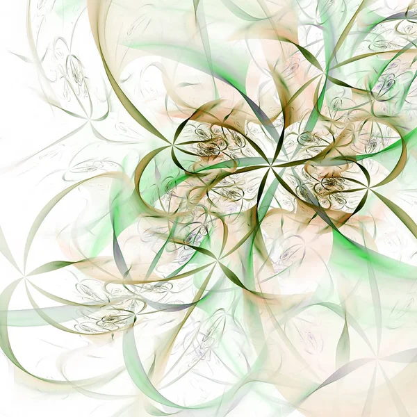 緑の抽象的な花弁と花 超現実的な背景 — ストック写真