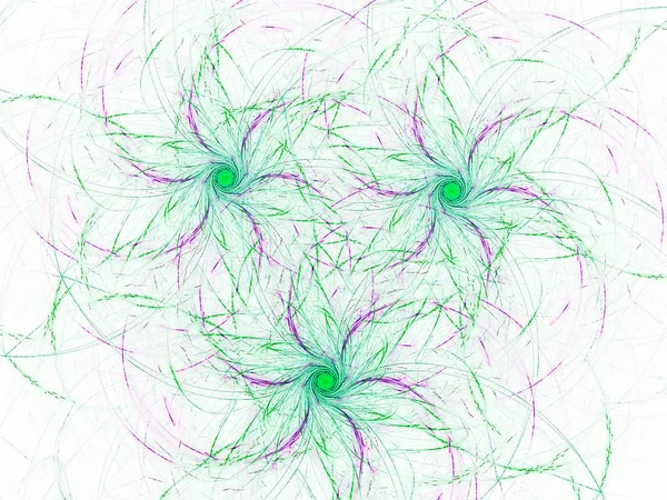 Streszczenie Tło Zielony Fraktal Futurystyczny Kwiaty Gwiazdy — Zdjęcie stockowe