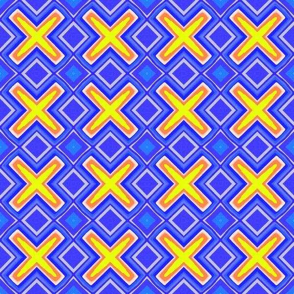 abstract painted seamless blue yellow ornamental pattern background