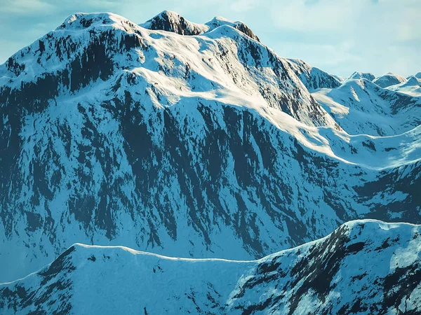 昼間の雪の山の風景 — ストック写真