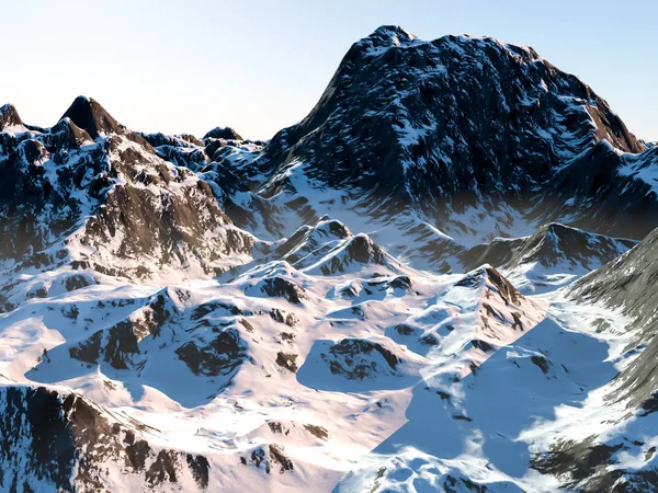 Bergen Sneeuwlandschap Overdag — Stockfoto
