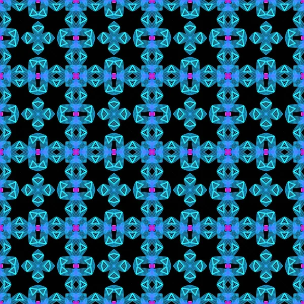 Preto Azul Ornamental Étnico Têxtil Padrão Fundo — Fotografia de Stock