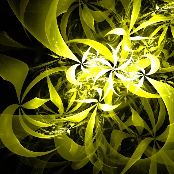 Surrealistické Žluté Květy Květiny Futuristické Pozadí — Stock fotografie