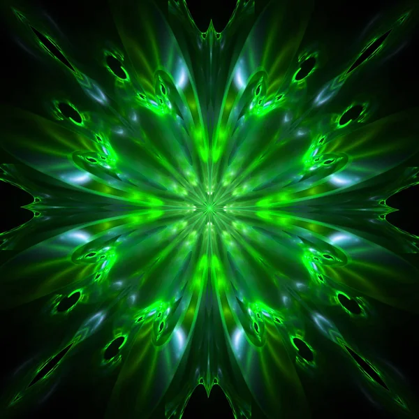 Zöld Absztrakt Virágos Háttérkép Háttér Kaleidoszkóp — Stock Fotó