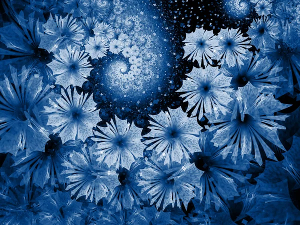 Αφηρημένο Μπλε Floral Ταπετσαρία Fractal Φόντο — Φωτογραφία Αρχείου
