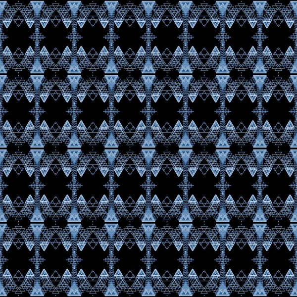 Fekete Kék Díszítő Etnikai Textil Mintás Háttérrel — Stock Fotó