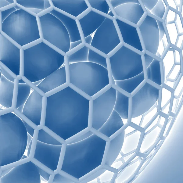 蓝色3D 抽象网状细胞结构 — 图库照片