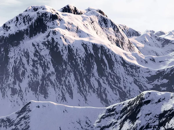 昼間の雪の山の風景 — ストック写真