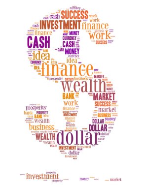 dolar işareti kelimenin üzerine beyaz izole