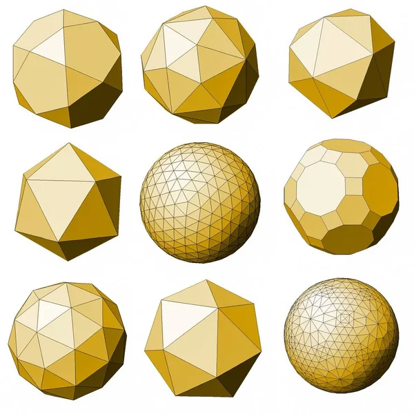 Soyut poligonal geometrik şekiller kümesi. Düşük poli ve en az stili. 
