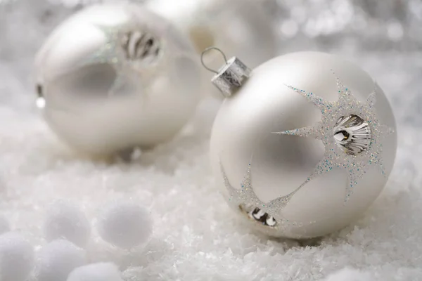 Silver Christmas Baubles Christmas Decoration — Stock Photo, Image