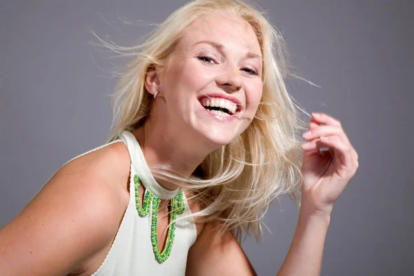 Beautiful Blond Woman Happy Smile — Stock Photo, Image