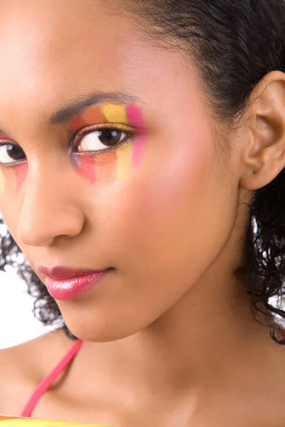 Mulher Latina Bonita Com Maquiagem Colorida — Fotografia de Stock