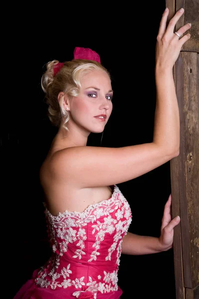 Beautiful Blond Woman Looking Sexy Barndoors — Stock Photo, Image