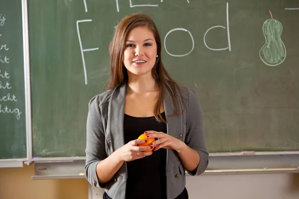 Teenager Classroom Giving Presentation Healthy Food — Stock Photo, Image