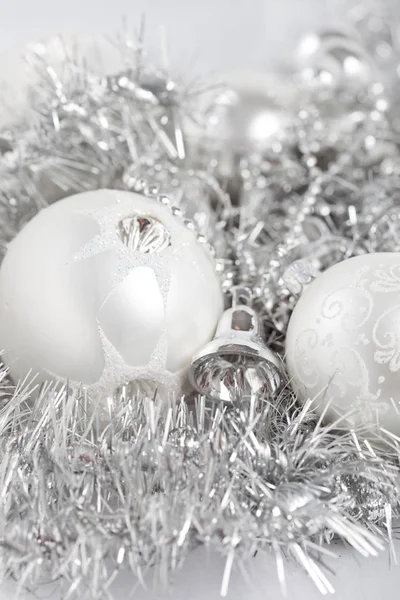 Beautiful Silver Christmas Baubles Decoration Holiday Season — Stock Photo, Image