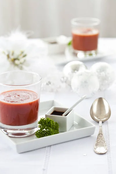 Sopa Remolacha Arranque Rojo Con Salsa Soja — Foto de Stock