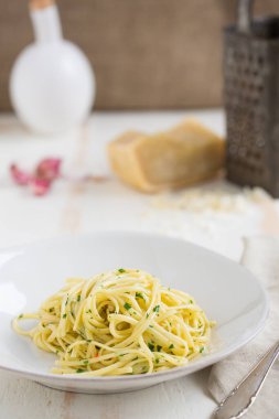 Lezzetli pişmiş makarna. 