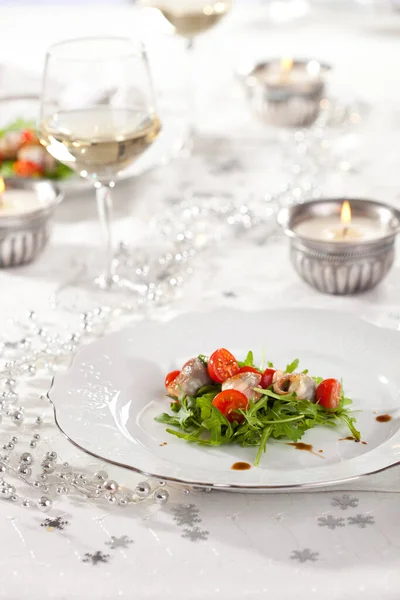 Festive Christmas Table Appetizer Plate — Stock Photo, Image