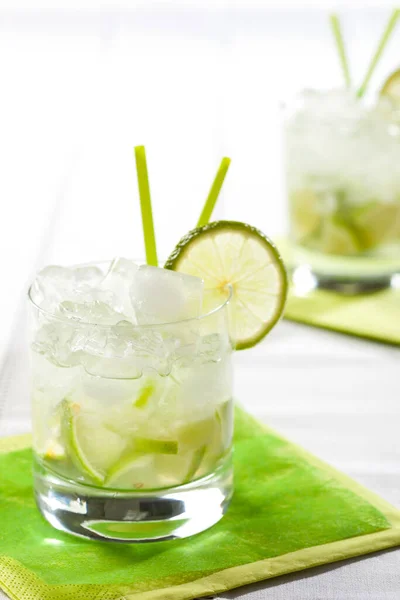 Tradition Brazilian Cocktail Called Caipirinha Green Fresh Drink Glass — Stock Photo, Image