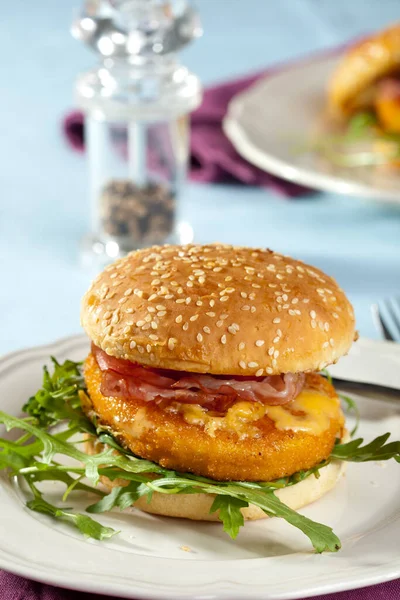 Vorspeise Huhn Hamburger Junkfood — Stockfoto