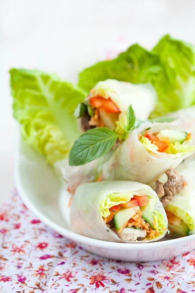 Delicious Healthy Ricepaper Springrolls — Stock Photo, Image
