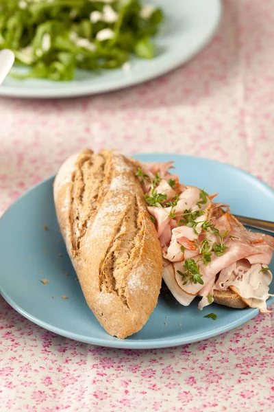薄切りのテンダーロインとおいしいサンドイッチ — ストック写真