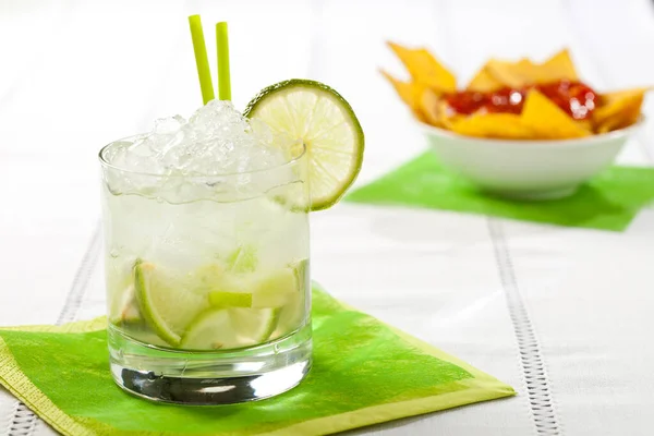 Tradition Brazilian Cocktail Called Caipirinha Green Fresh Drink Glass — Stock Photo, Image