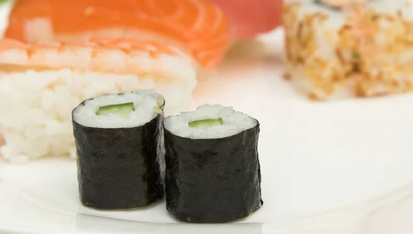Plate Sushi Nori Rolls — Stock Photo, Image