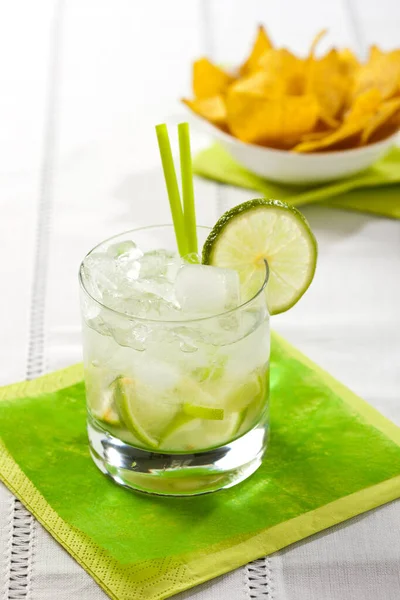 Tradition Brazilian Cocktail Called Caipirinha Green Fresh Drink Glass — Stock Photo, Image