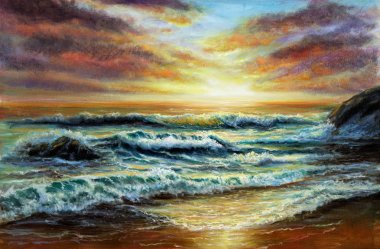 Okyanus kıyısında gün batımı