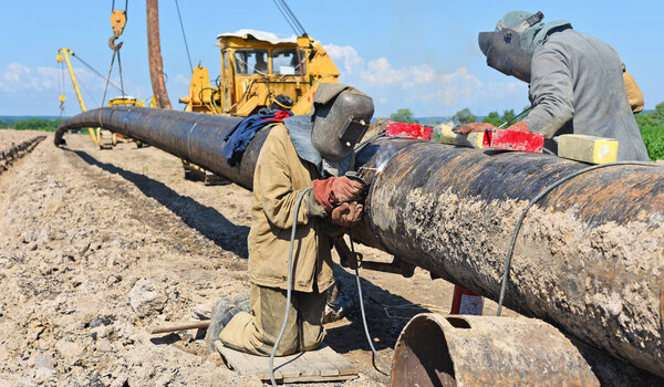 Welder on the pipeline repairs