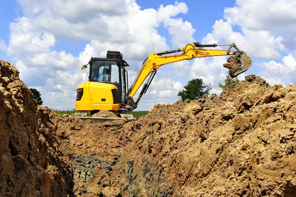 Uma Dragagem Local Construção Uma Paisagem Industrial — Fotografia de Stock