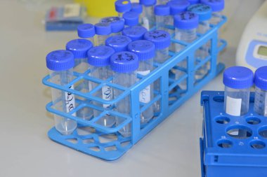 Birçok falcone tüplerini containig çözümleri biyofiziksel araştırma için raf.