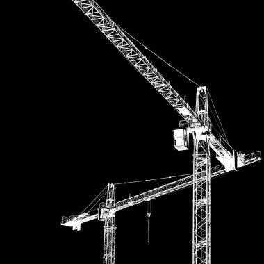 Kule Vinçler gökyüzüne karşı bina.