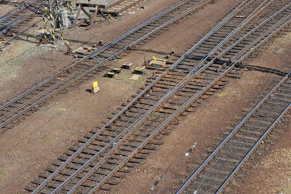 Вид Зверху Під Їзні Дороги Великої Залізничної Станції — стокове фото