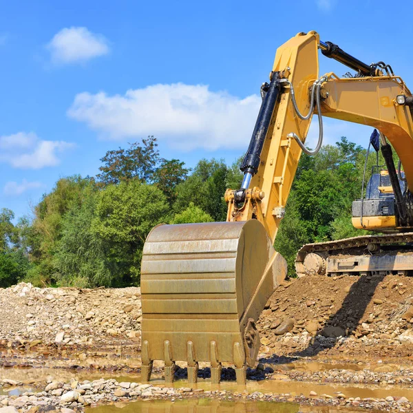 Excavatrice Travaillant Sur Chantier — Photo