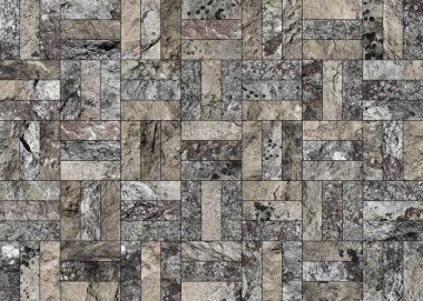 Bir taş doku şeklinde bir desenli seramik karo döşeme parçası.