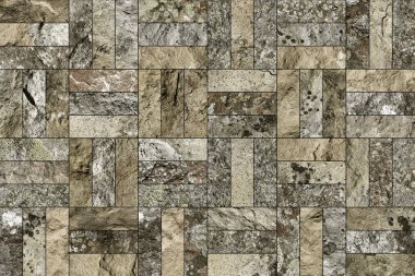 Bir taş doku şeklinde bir desenli seramik karo döşeme parçası.