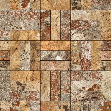 Bir taş doku şeklinde bir desenli seramik karo döşeme parçası.