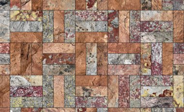 Bir taş doku şeklinde bir desenli seramik karo döşeme parçası.