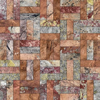 Bir taş doku şeklinde bir desenli seramik karo döşeme parçası.