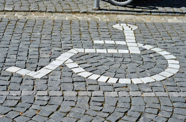 Marcatura Pietra Bianca Del Parcheggio Disabili — Foto Stock