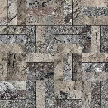 Bir taş doku şeklinde bir desenli seramik karo döşeme parçası.