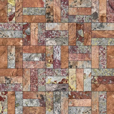 Bir taş doku şeklinde bir desenli seramik karo döşeme parçası.