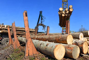 Hazırlık ve ahşap depo endüstriyel bir peyzaj.