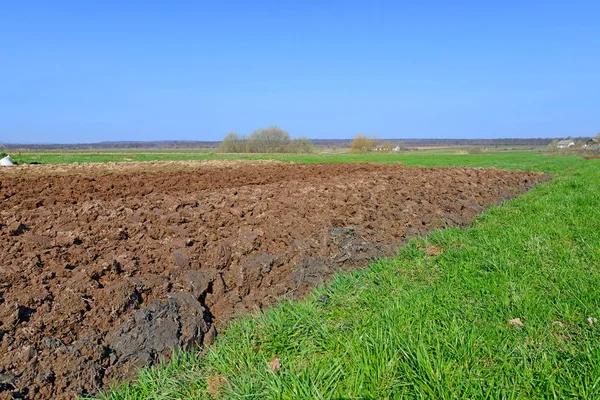 Campo Primavera Dopo Aratura — Foto Stock