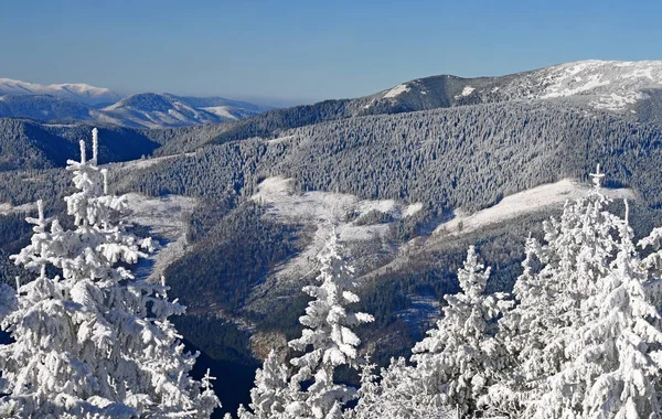 Inverno Uma Encosta Uma Paisagem Montesa — Fotografia de Stock